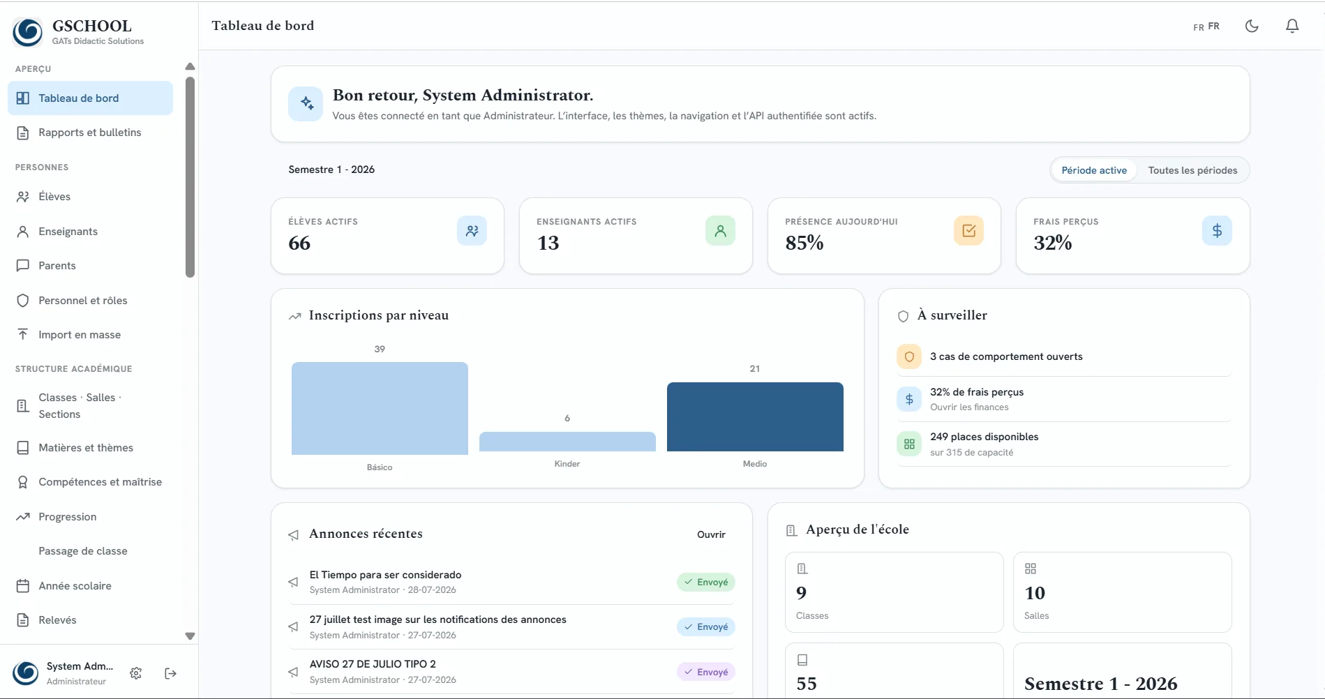 GSchool dashboard